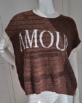Pull AMOUR marron et écru – Femme